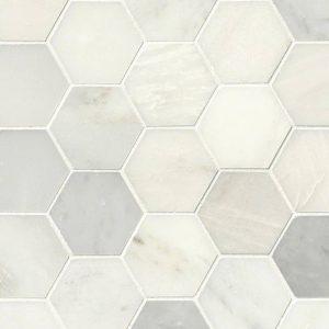 GREECIAN WHITE 3″ HEXAGON